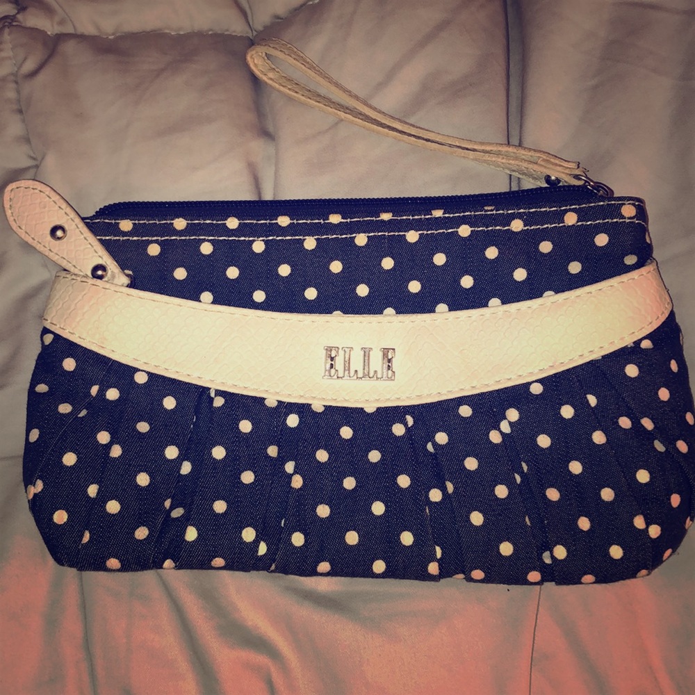 Clutch by Elle - blue with white pock-dots